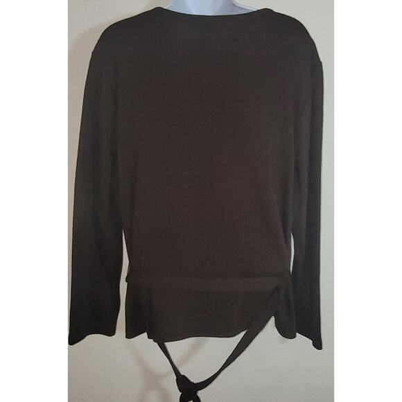 Lemmie For Nina Leonard Brown Belted Women's Sweater 1X Plus Long Sleeves - Picture 2 of 4